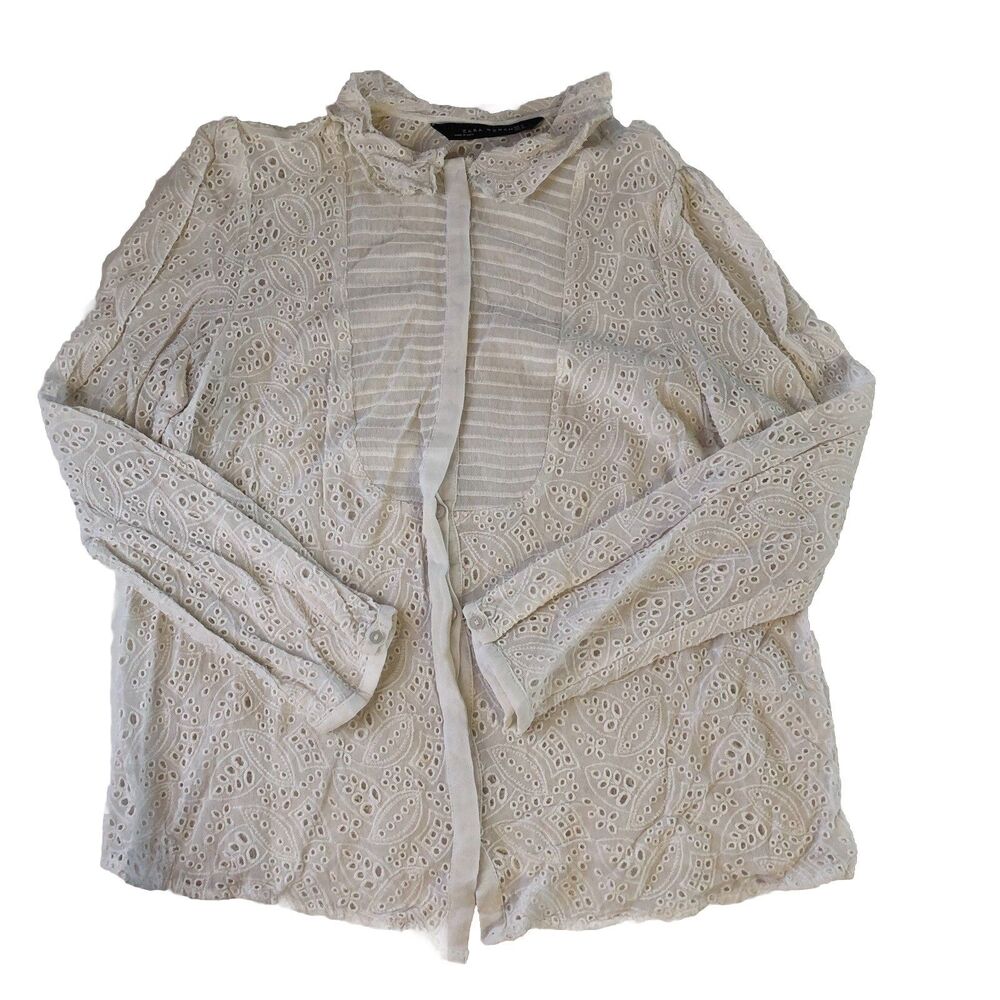 Zara Women’s Eyelet Blouse White Size Medium